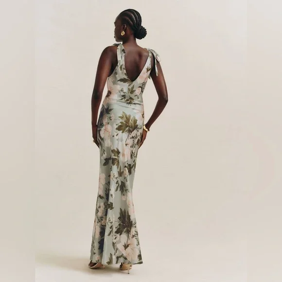 Reformation Pernille Silk Gown in Fauna Size S - Picture 12 of 16